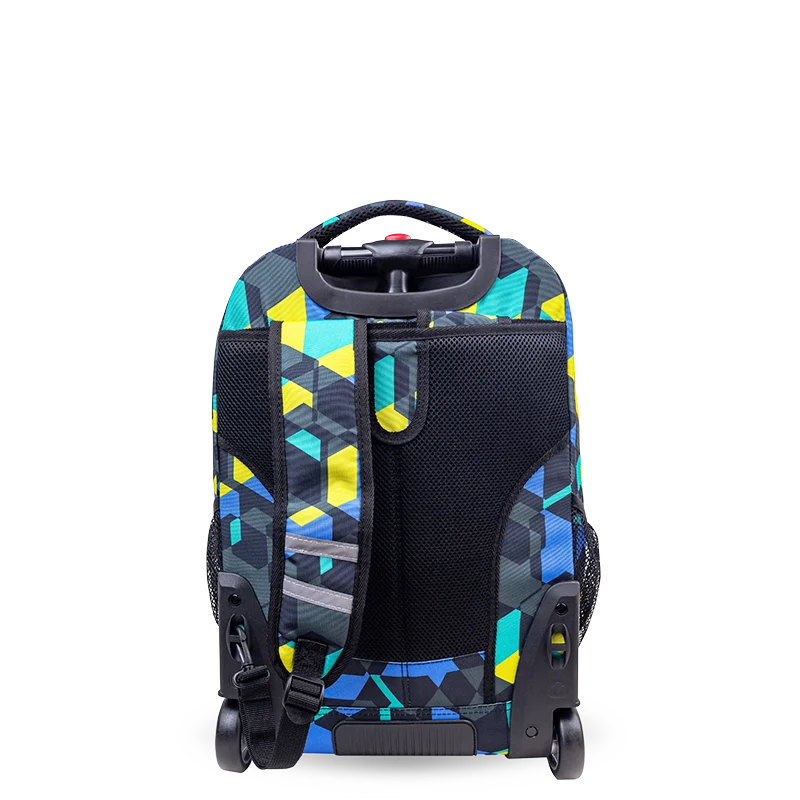 J World Sundance Laptop Rolling Backpack (20 Inch) in Cubes — back view # color_Cubes