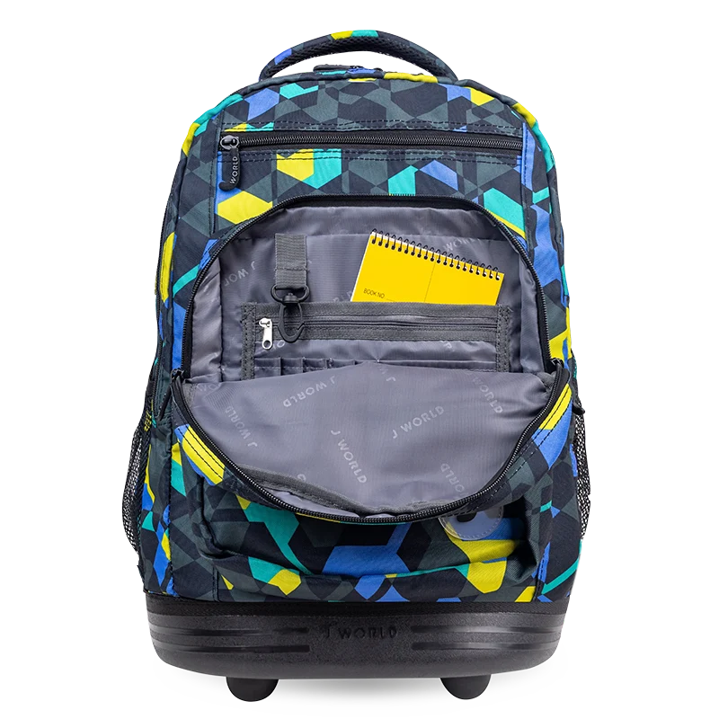 J World Sundance Laptop Rolling Backpack (20 Inch) in Cubes — detail view # color_Cubes