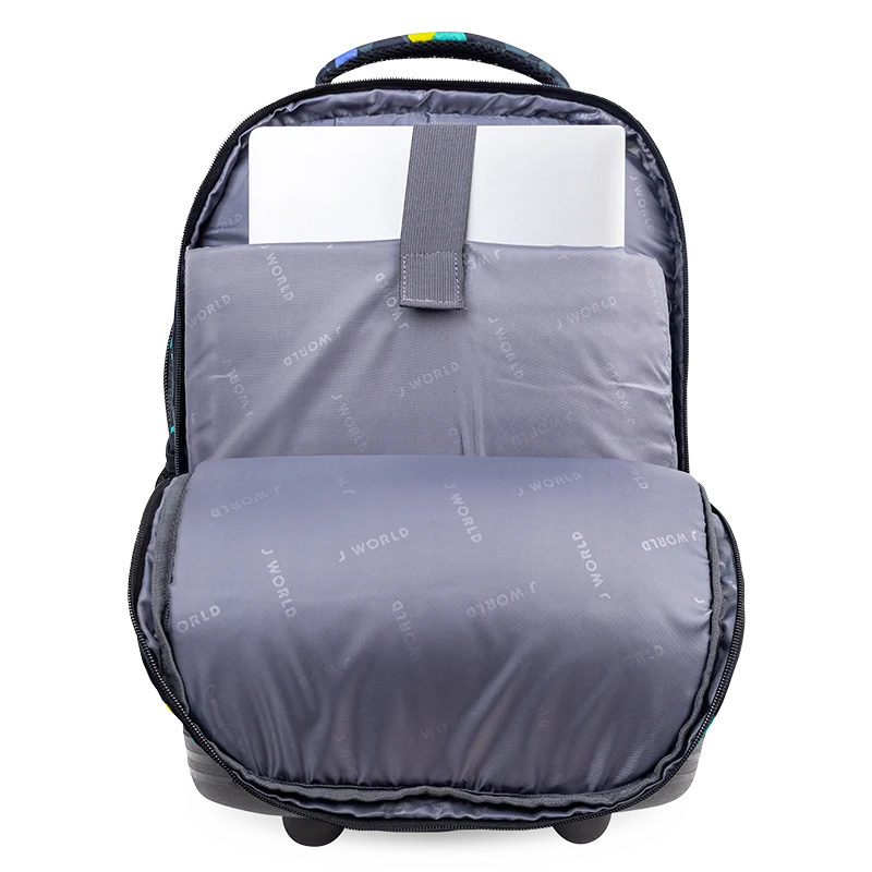 J World Sundance Laptop Rolling Backpack (20 Inch) in Cubes — interior view # color_Cubes