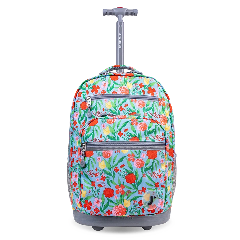 J World Sundance Laptop Rolling Backpack (20 Inch) in Flora — front view # color_Flora