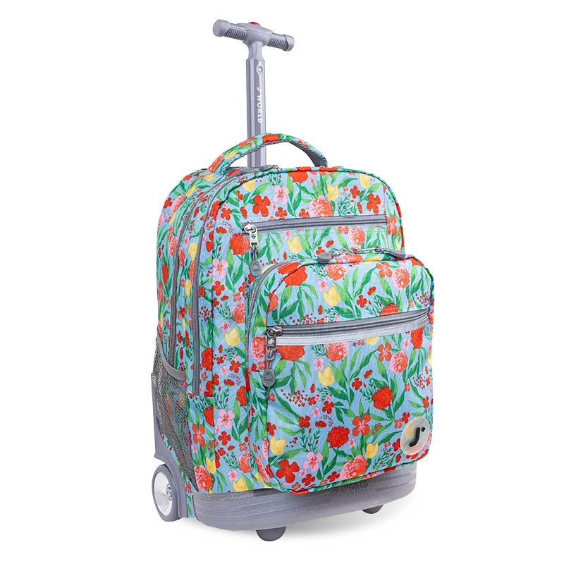 J World Sundance Laptop Rolling Backpack (20 Inch) in Flora — angle view 2 # color_Flora