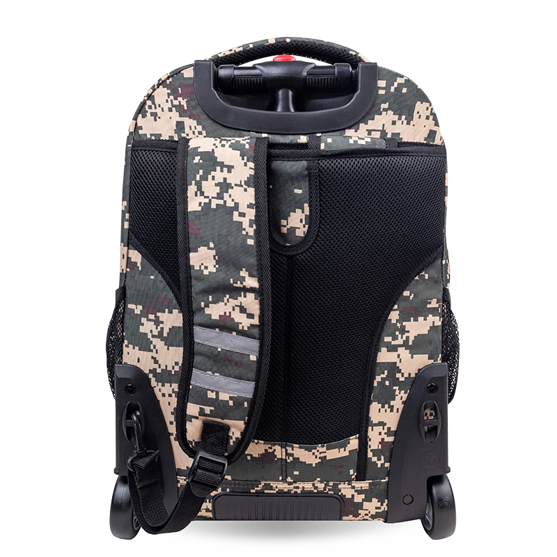 J World Sundance Laptop Rolling Backpack (20 Inch) in Green Camo — back view # color_Green Camo