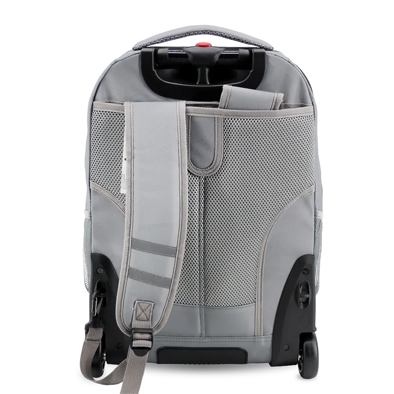 J World Sundance Laptop Rolling Backpack (20 Inch) in Grey — back view # color_Grey