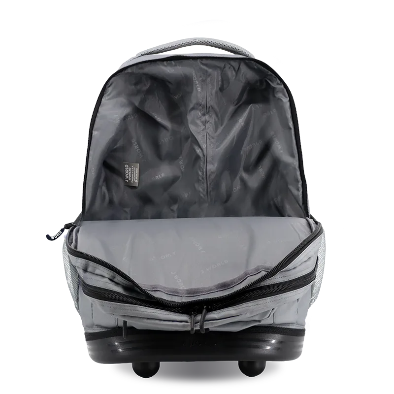 J World Sundance Laptop Rolling Backpack (20 Inch) in Grey — front view 2 # color_Grey