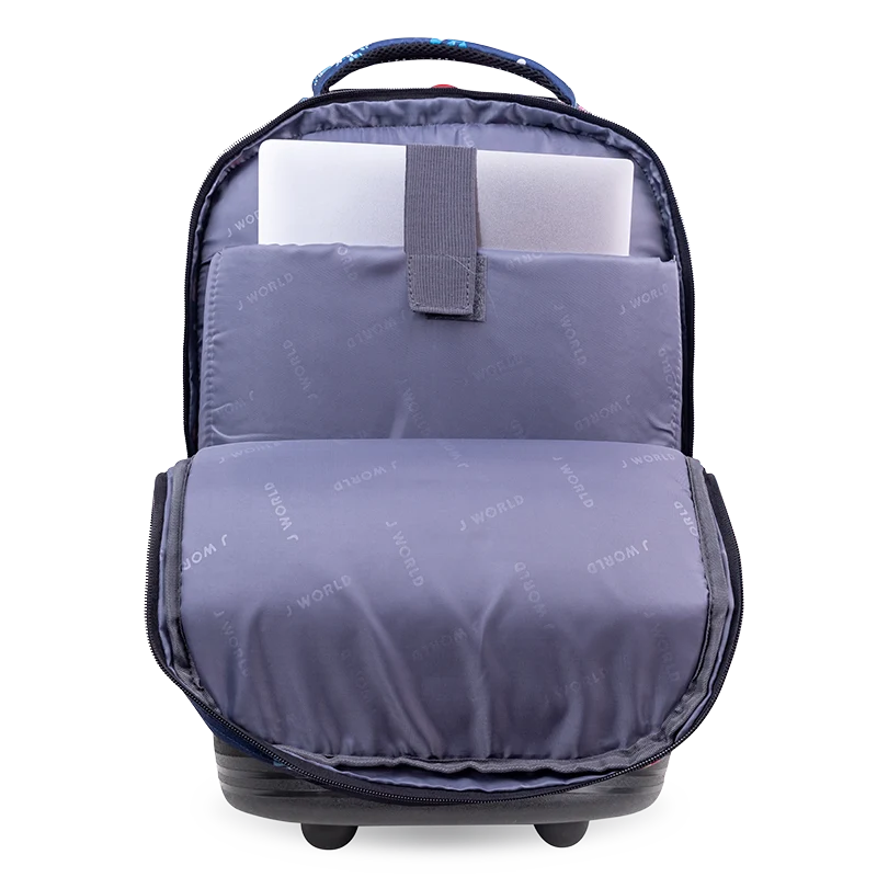 J World Sundance Laptop Rolling Backpack (20 Inch) in Navy Rose — interior view # color_Navy Rose