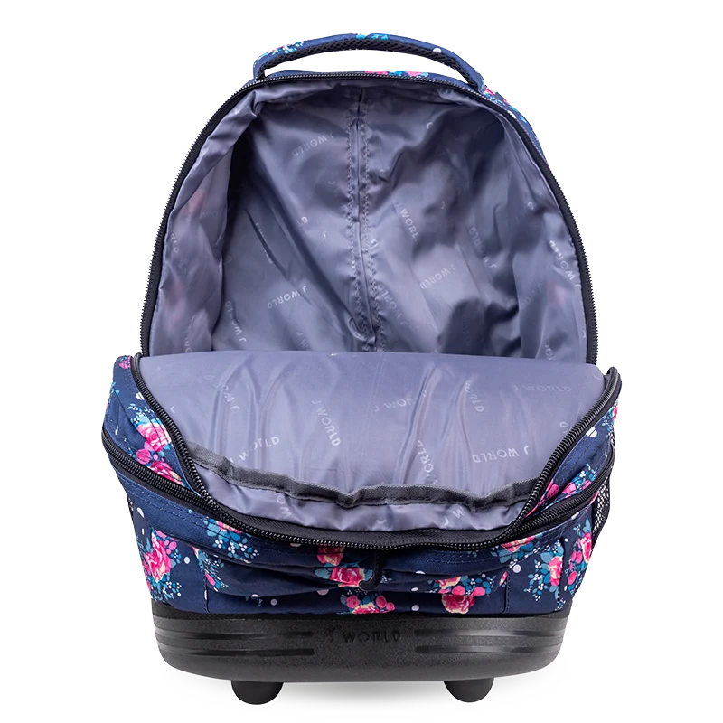 J World Sundance Laptop Rolling Backpack (20 Inch) in Navy Rose — interior view 2 # color_Navy Rose