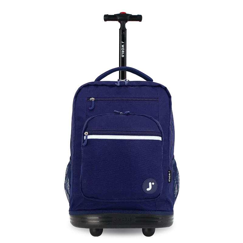 J World Sundance Laptop Rolling Backpack (20 Inch) in Navy — front view # color_Navy