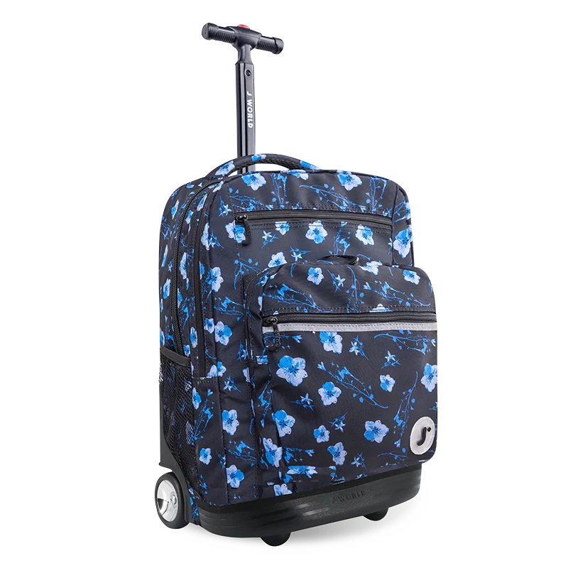J World Sundance Laptop Rolling Backpack (20 Inch) in Night Bloom — angle view 2 # color_Night Bloom