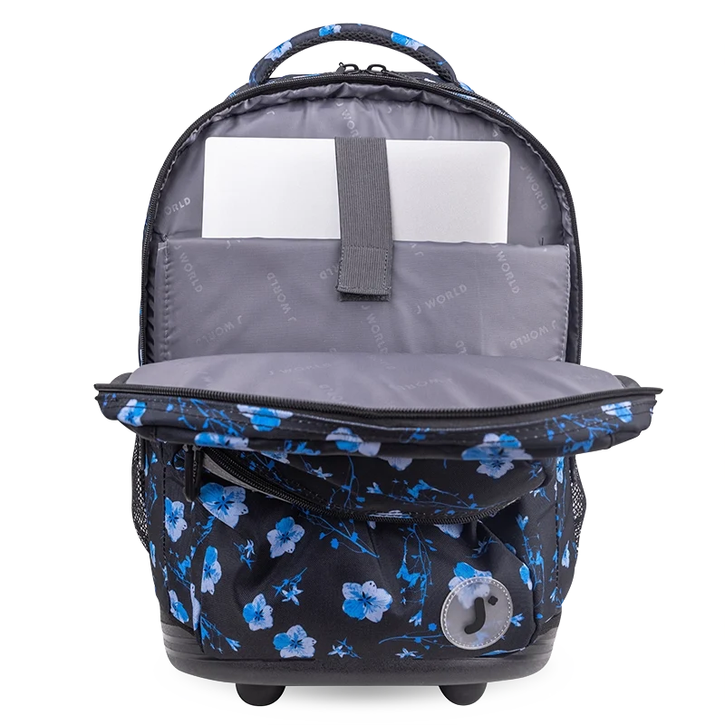 J World Sundance Laptop Rolling Backpack (20 Inch) in Night Bloom — interior view # color_Night Bloom