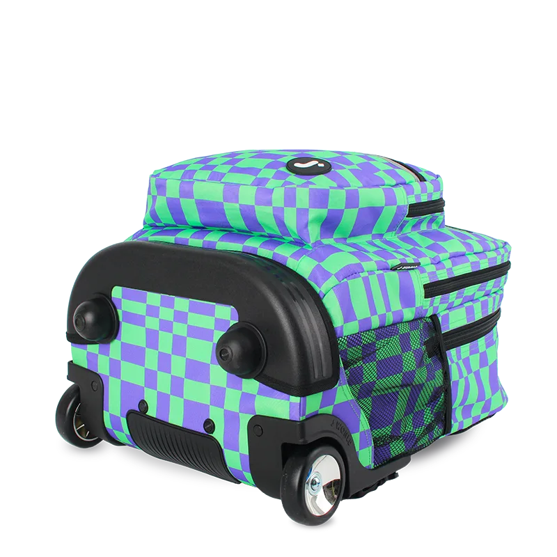 J World Sundance Laptop Rolling Backpack (20 Inch) in Pixel Checkers — angle view 3 # color_Pixel Checkers