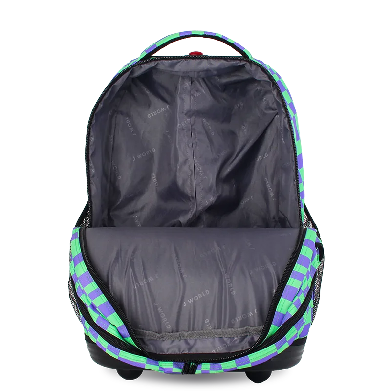 J World Sundance Laptop Rolling Backpack (20 Inch) in Pixel Checkers — front view 2 # color_Pixel Checkers