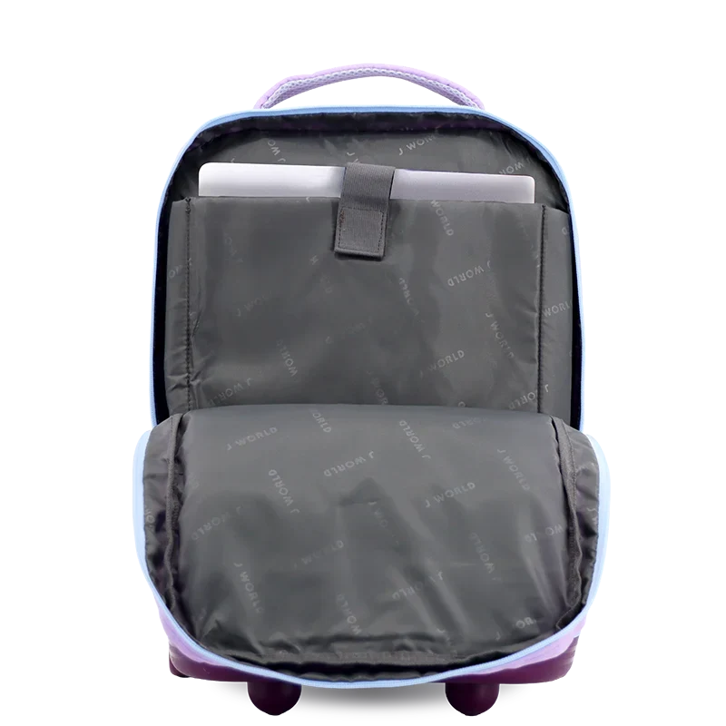 J World Sundance Laptop Rolling Backpack (20 Inch) in Purple — interior view # color_Purple