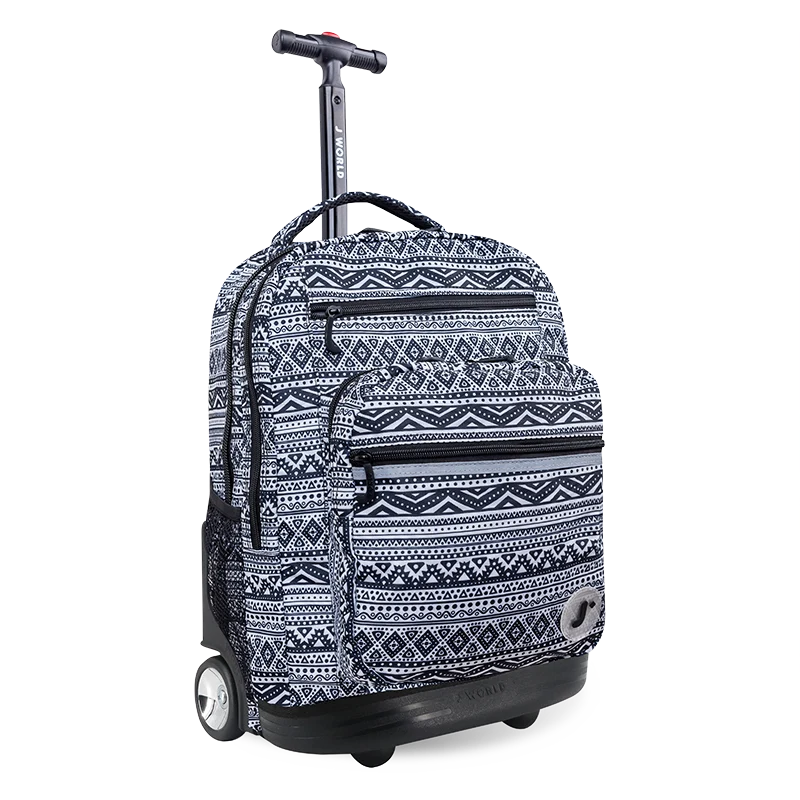J World Sundance Laptop Rolling Backpack (20 Inch) in Tribal — angle view 2 # color_Tribal