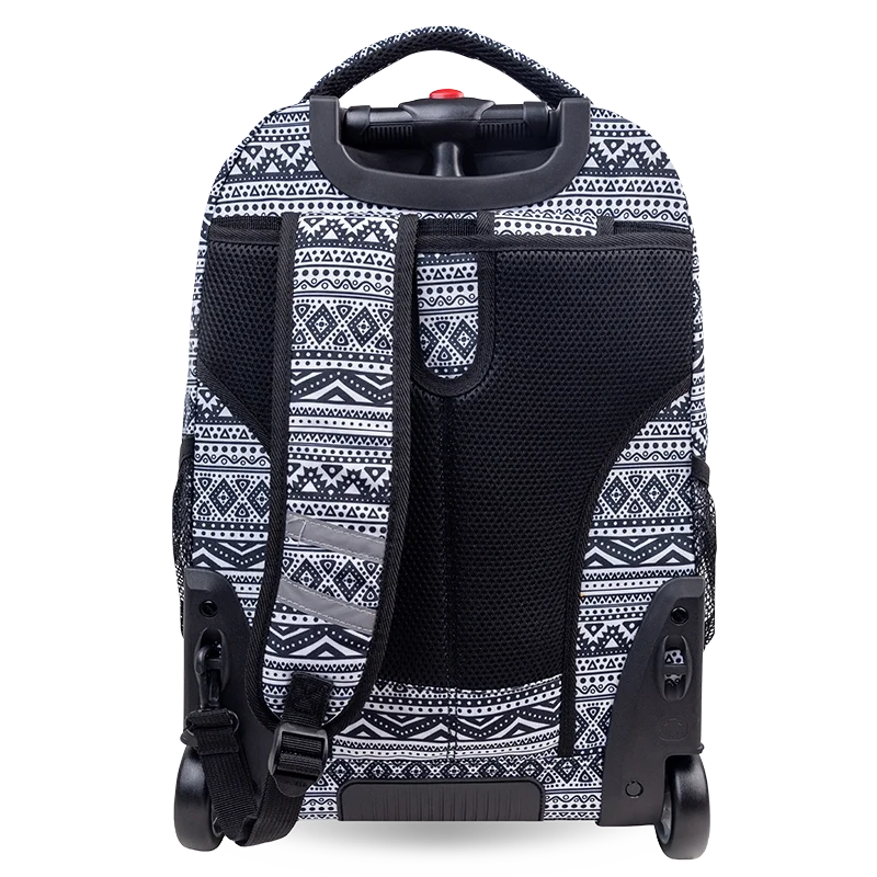 J World Sundance Laptop Rolling Backpack (20 Inch) in Tribal — back view # color_Tribal