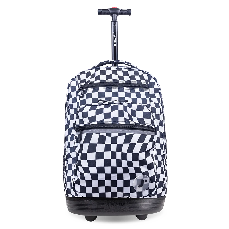 J World Sundance Laptop Rolling Backpack (20 Inch) in Wavy Checkers — front view # color_Wavy Checkers