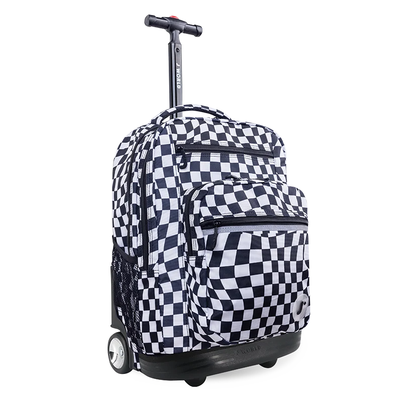 J World Sundance Laptop Rolling Backpack (20 Inch) in Wavy Checkers — angle view 2 # color_Wavy Checkers