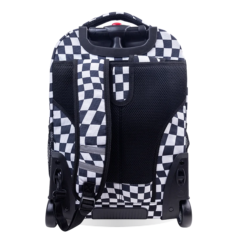 J World Sundance Laptop Rolling Backpack (20 Inch) in Wavy Checkers — back view # color_Wavy Checkers