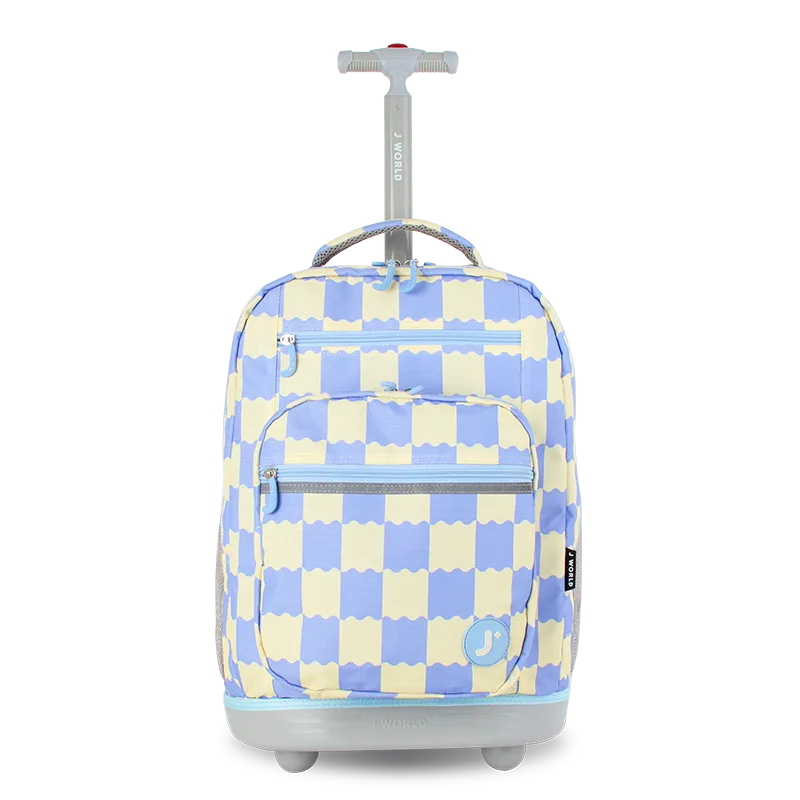 J World Sundance Laptop Rolling Backpack (20 Inch) in Wiggle Blue — front view # color_Wiggle Blue