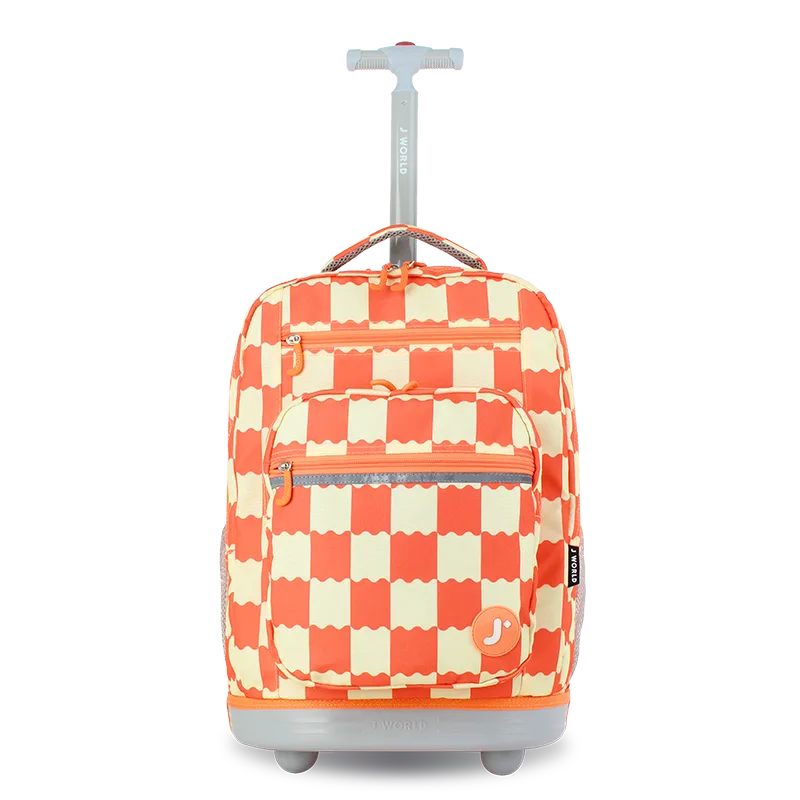 J World Sundance Laptop Rolling Backpack (20 Inch) in Wiggle Coral — front view # color_Wiggle Coral