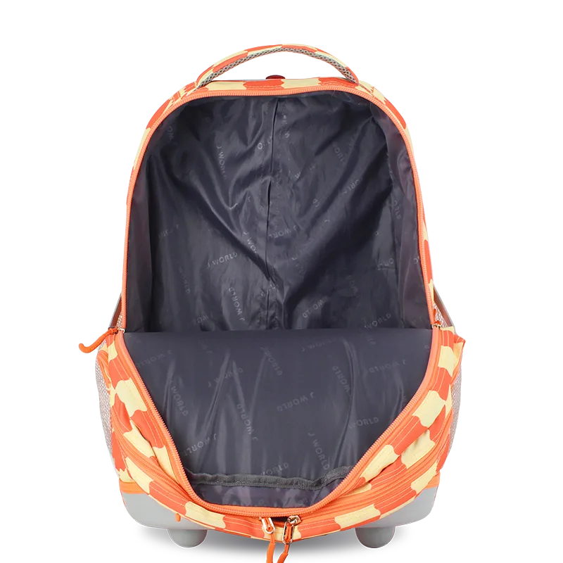 J World Sundance Laptop Rolling Backpack (20 Inch) in Wiggle Coral — front view 2 # color_Wiggle Coral
