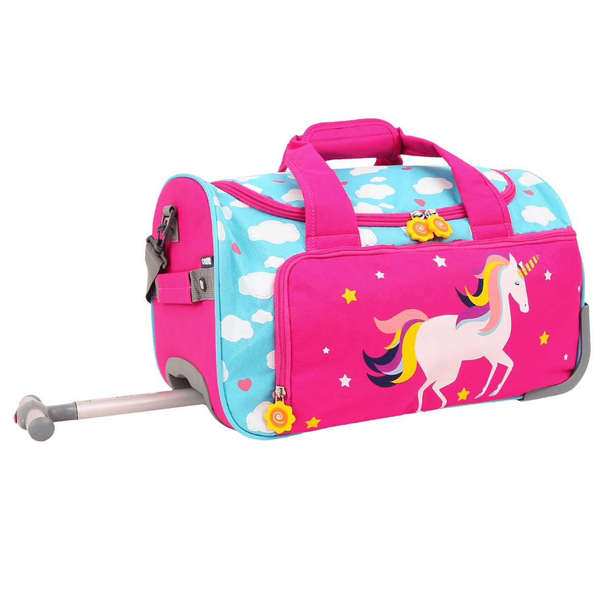 J World Kids' Rolling Duffel in Unicorn — angle view 2 # color_Unicorn