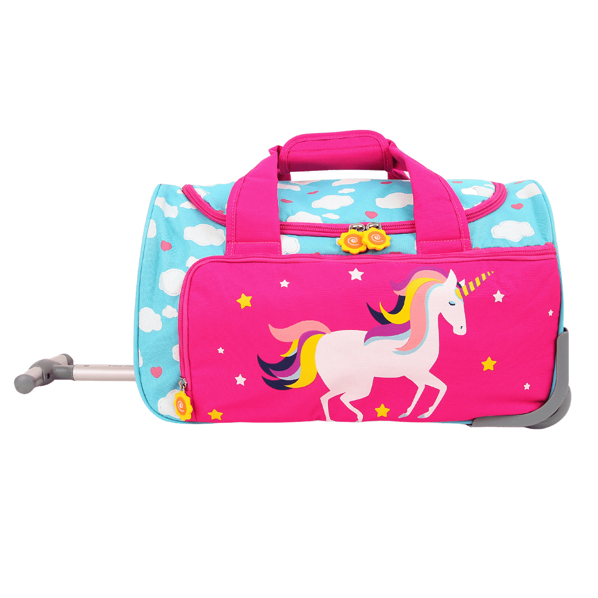J World Kids' Rolling Duffel in Unicorn — front view # color_Unicorn