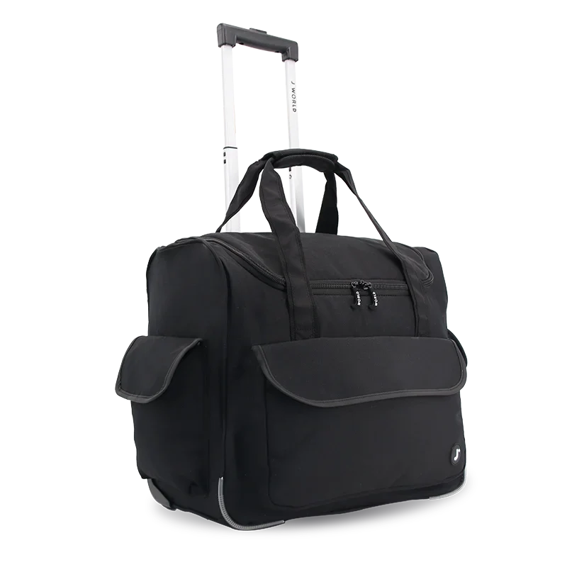J World Donna Rolling Duffel Bag in Black — angle view 2 # color_Black