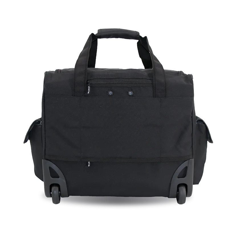 J World Donna Rolling Duffel Bag in Black — back view # color_Black