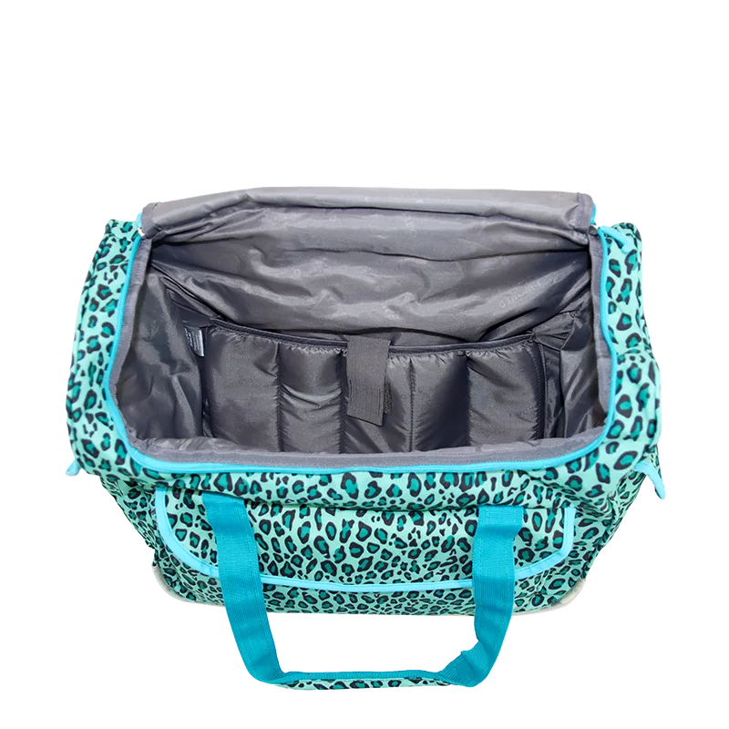 J World Donna Rolling Duffel Bag in Mint Leopard — interior view # color_Mint Leopard