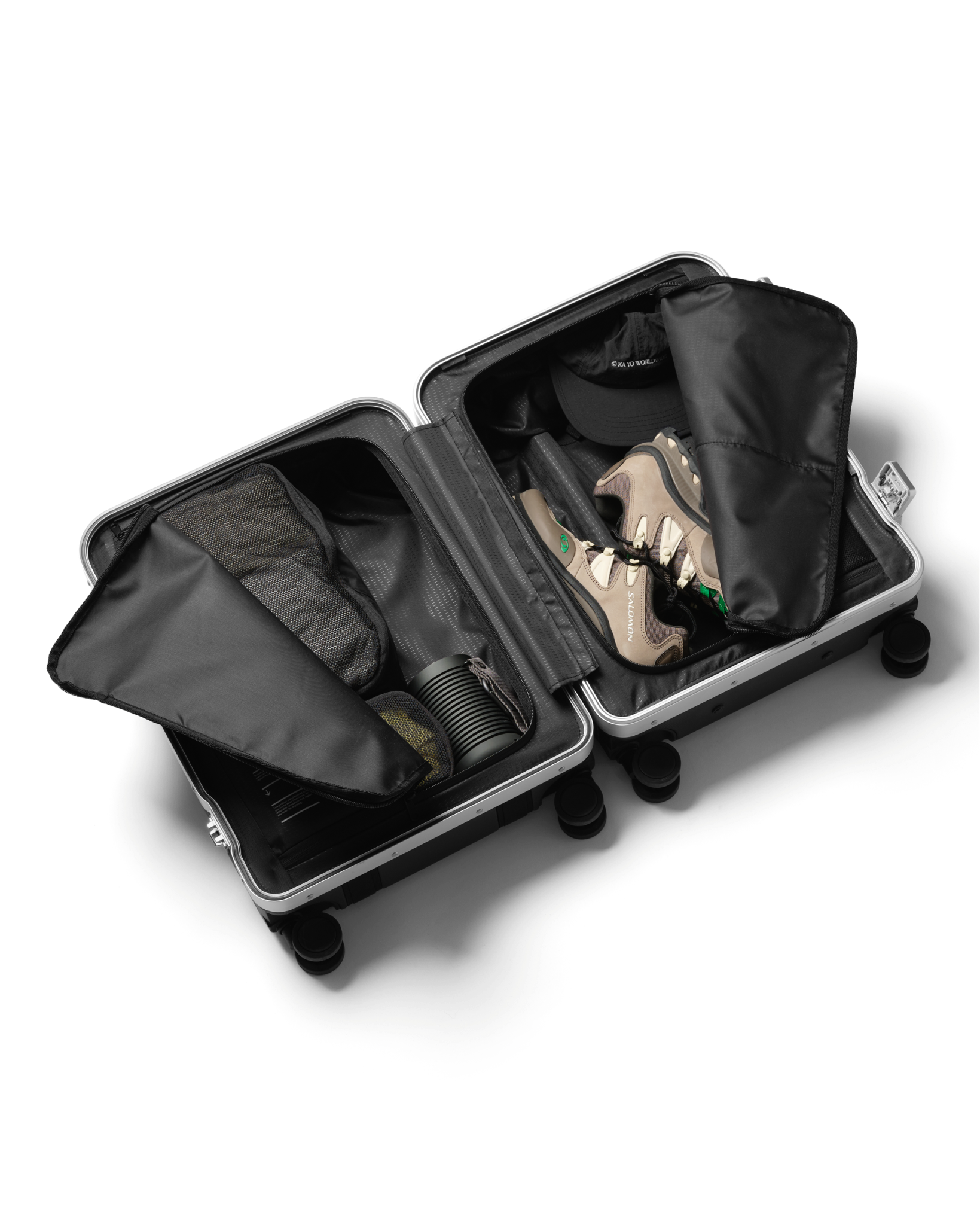 Db Journey Ramverk Pro Carry-on in Silver — packed view # color_Silver