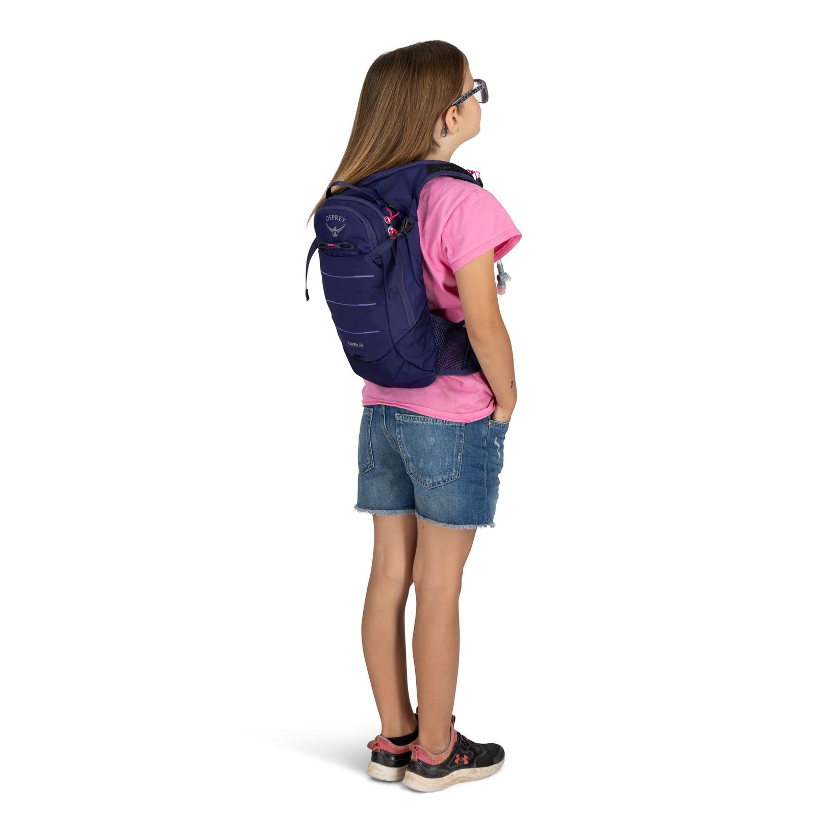Osprey Raven Jr Kids Bike Hydration Pack 5L in Deep Fig — lifestyle 2