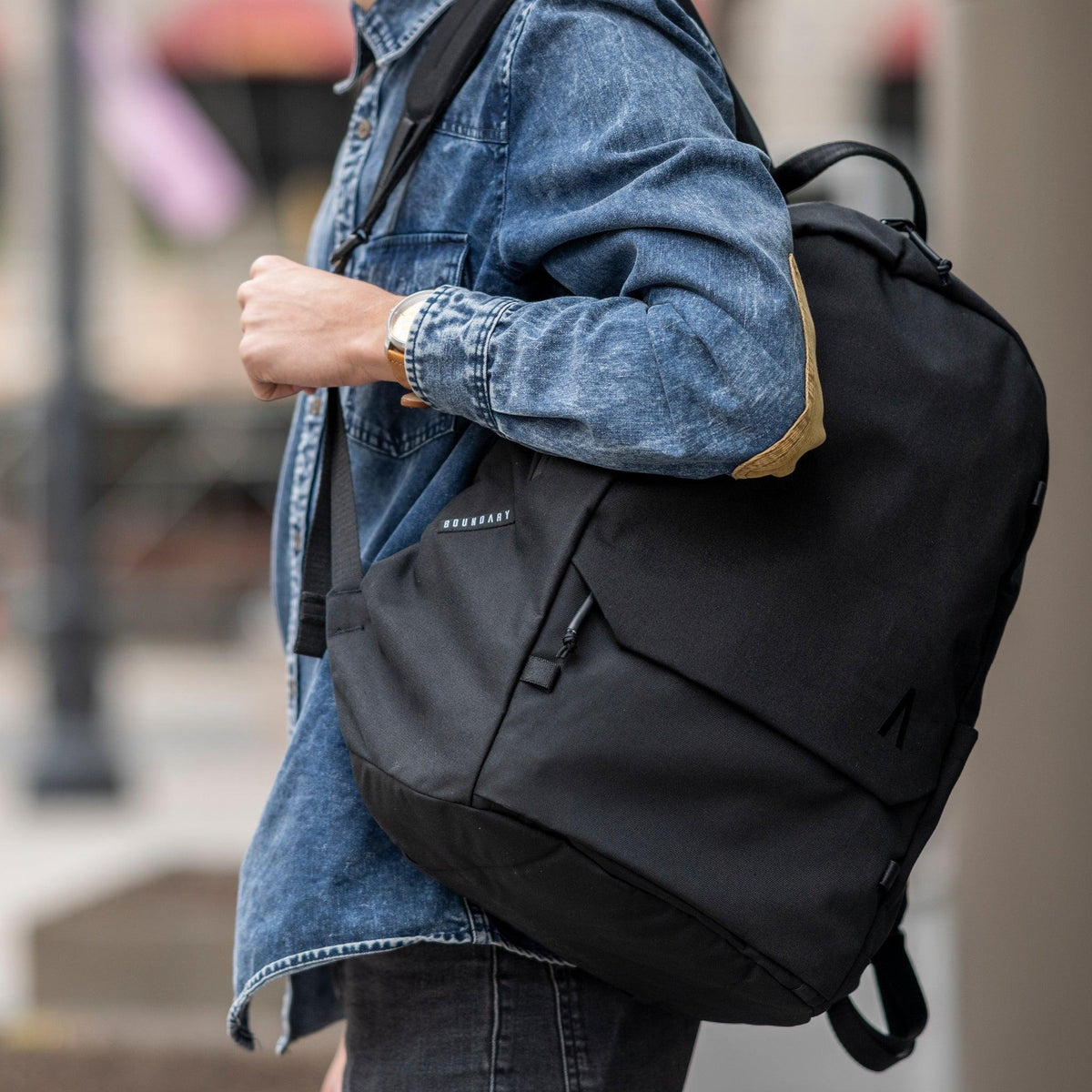 Boundary Supply Rennen Recycled Daypack in Black — lifestyle