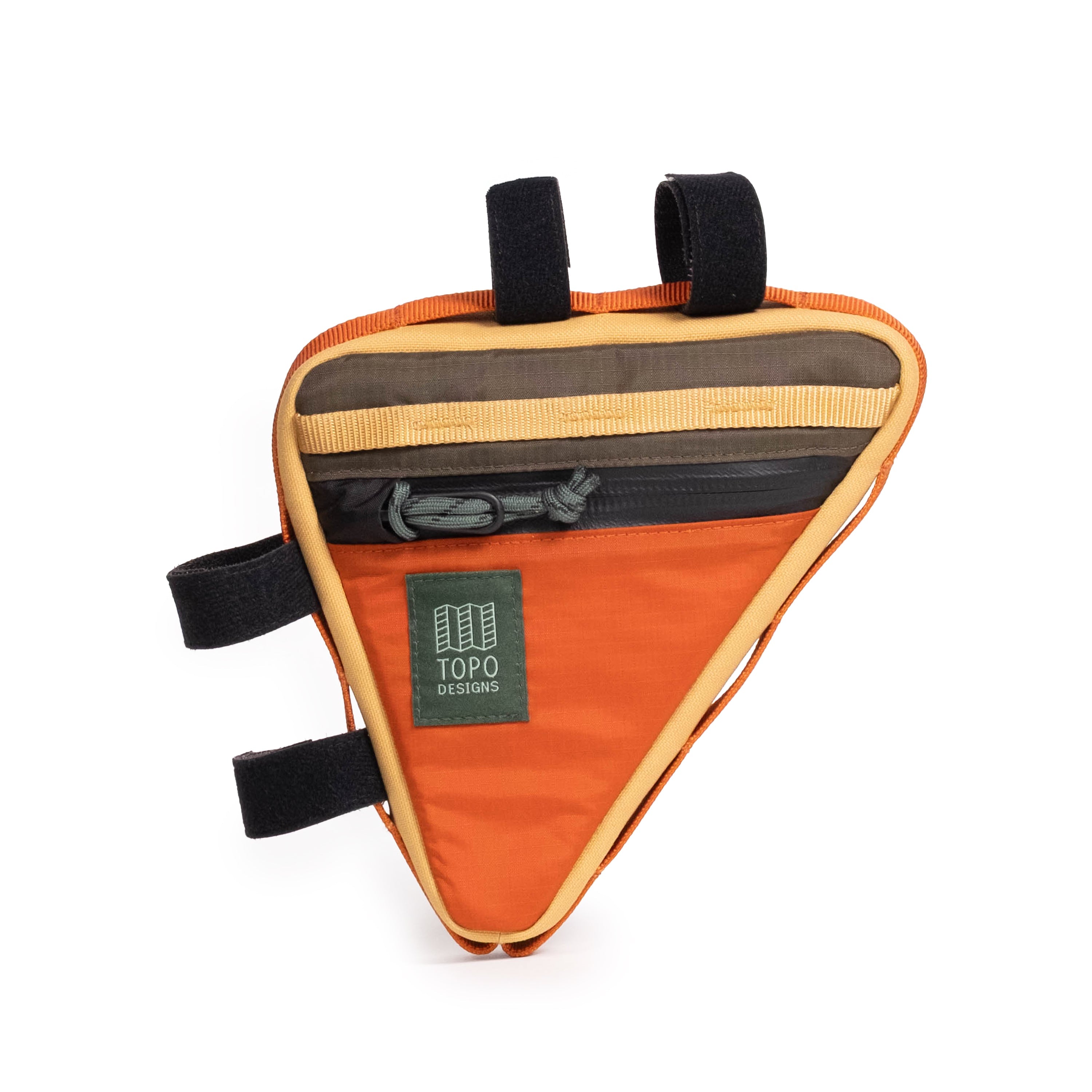 Topo Designs Bike Frame Bag in Woodland Terracotta — front view # color_Woodland Terracotta