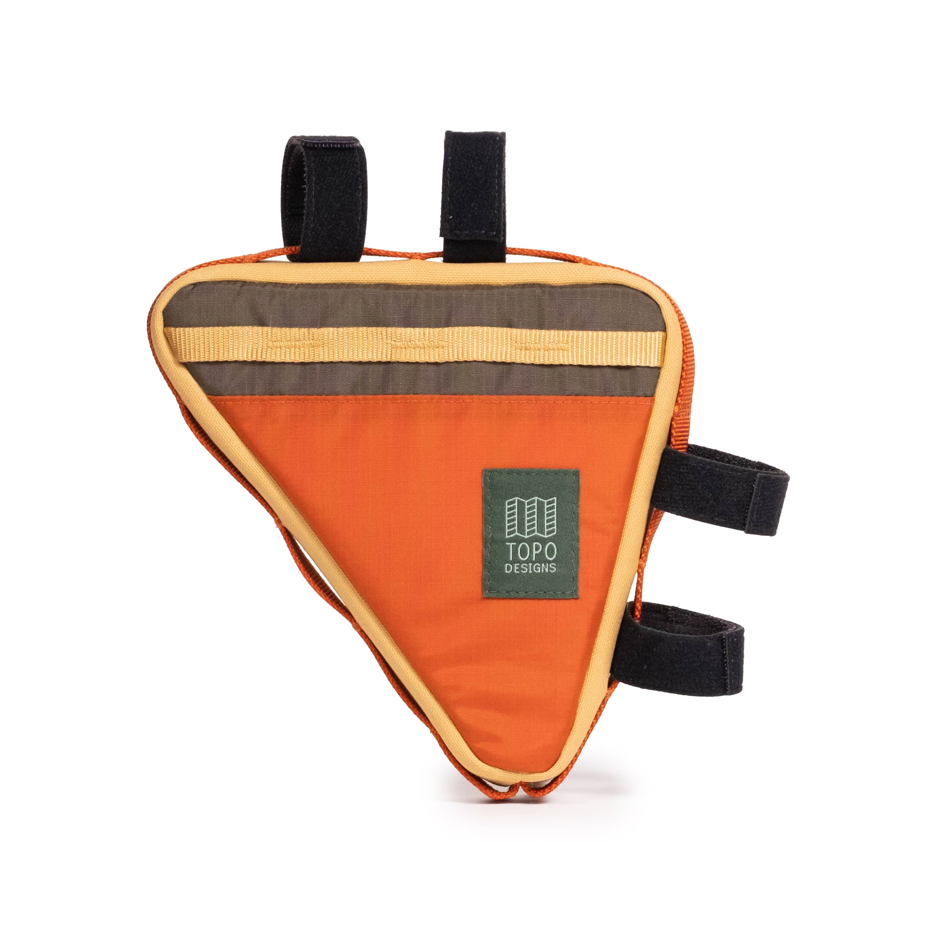 Topo Designs Bike Frame Bag in Woodland Terracotta — back view # color_Woodland Terracotta