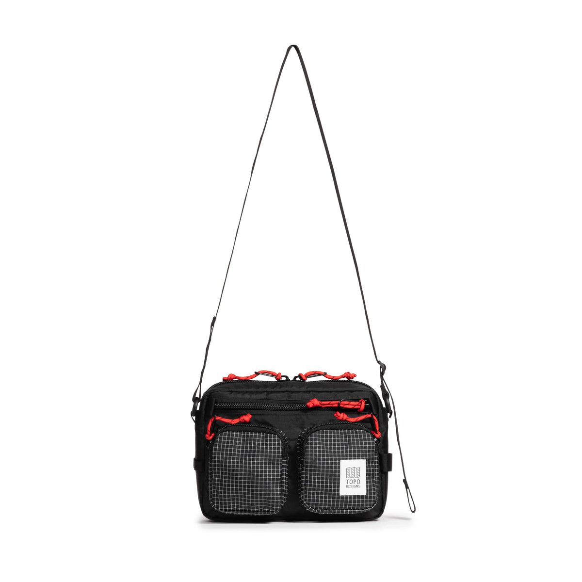 Topo Designs Block Bag in Black White Grid — front view # color_Black White Grid