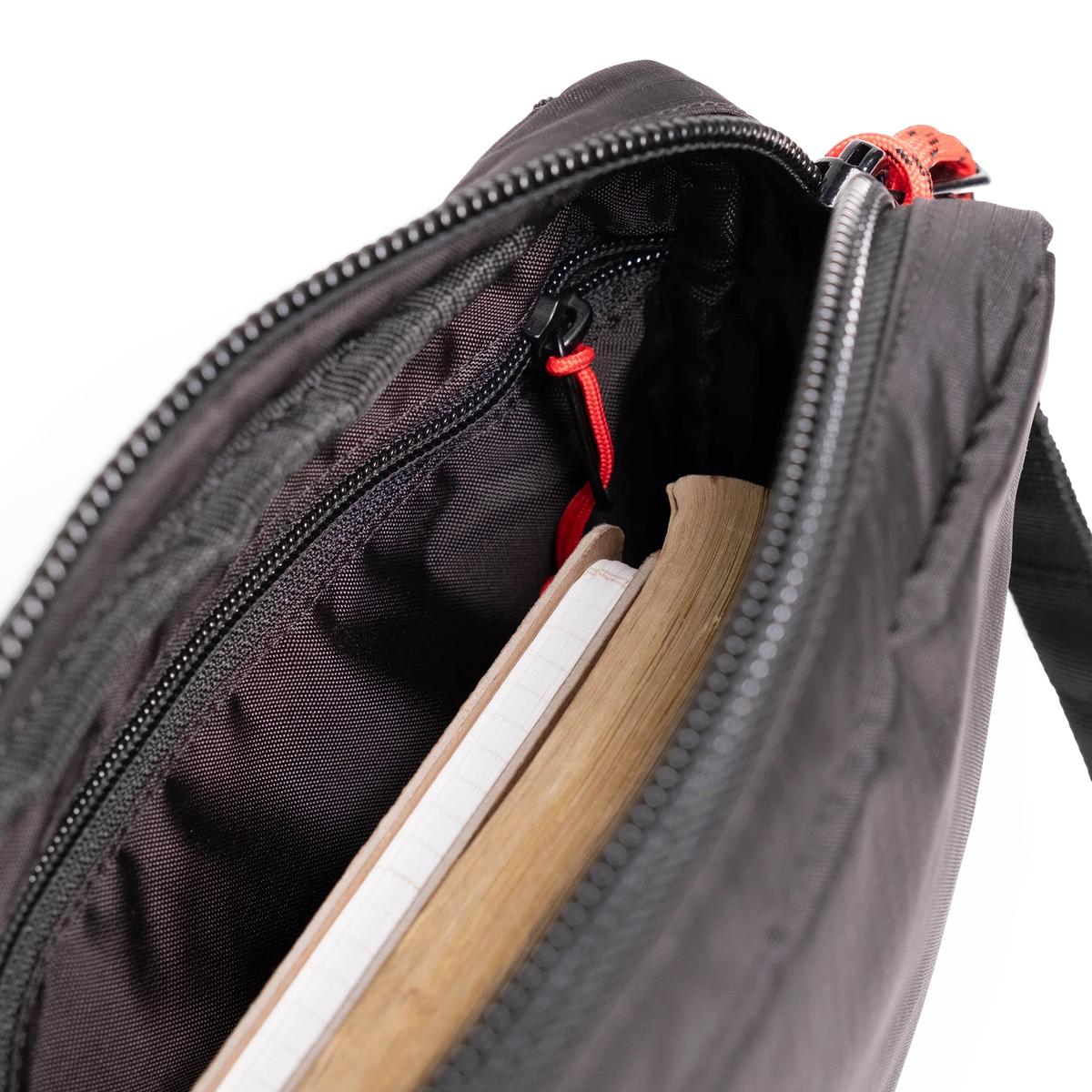 Topo Designs Block Bag in Black White Grid — detail view # color_Black White Grid