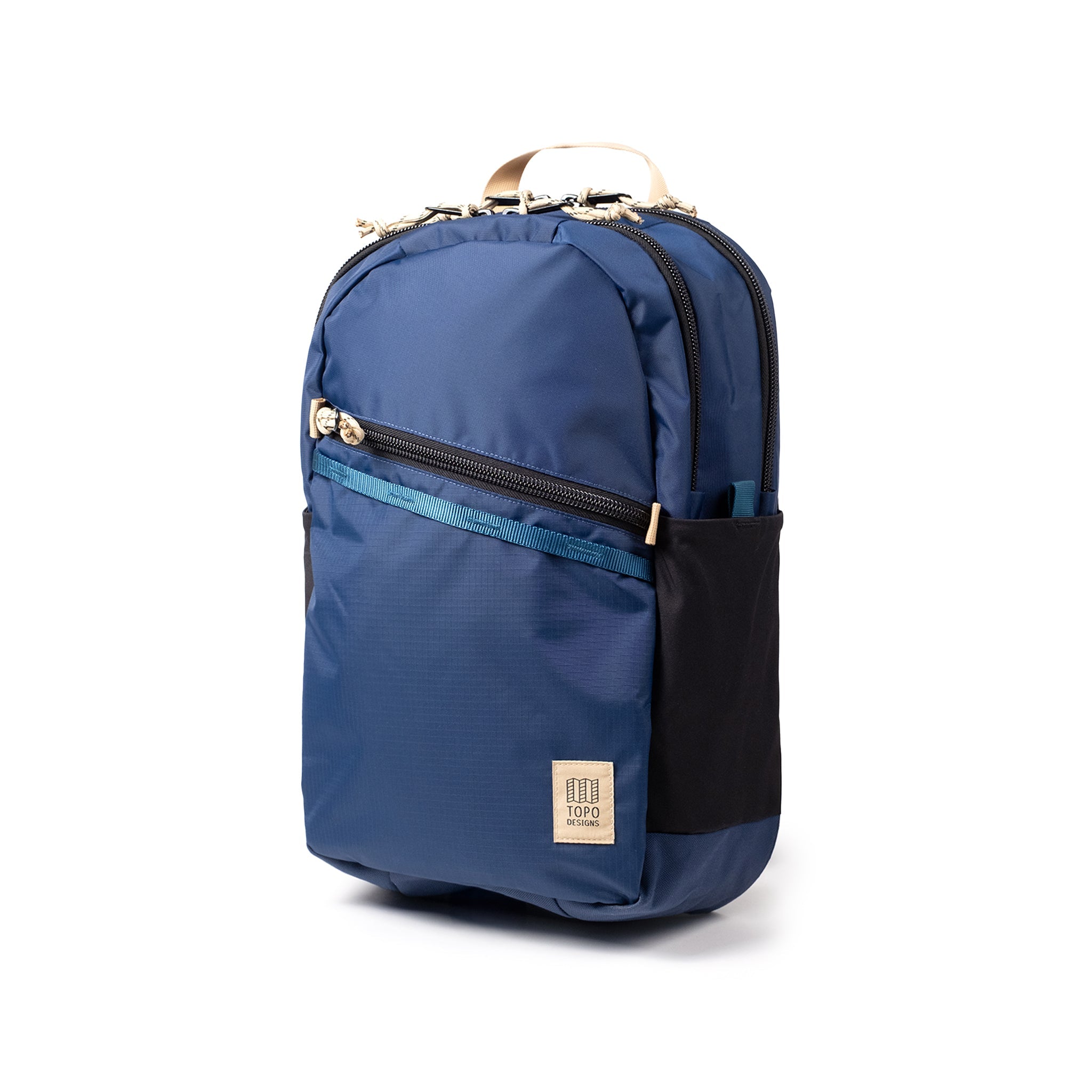 Topo Designs Commuter Backpack in Navy Sahara — angle view 2 # color_Navy Sahara
