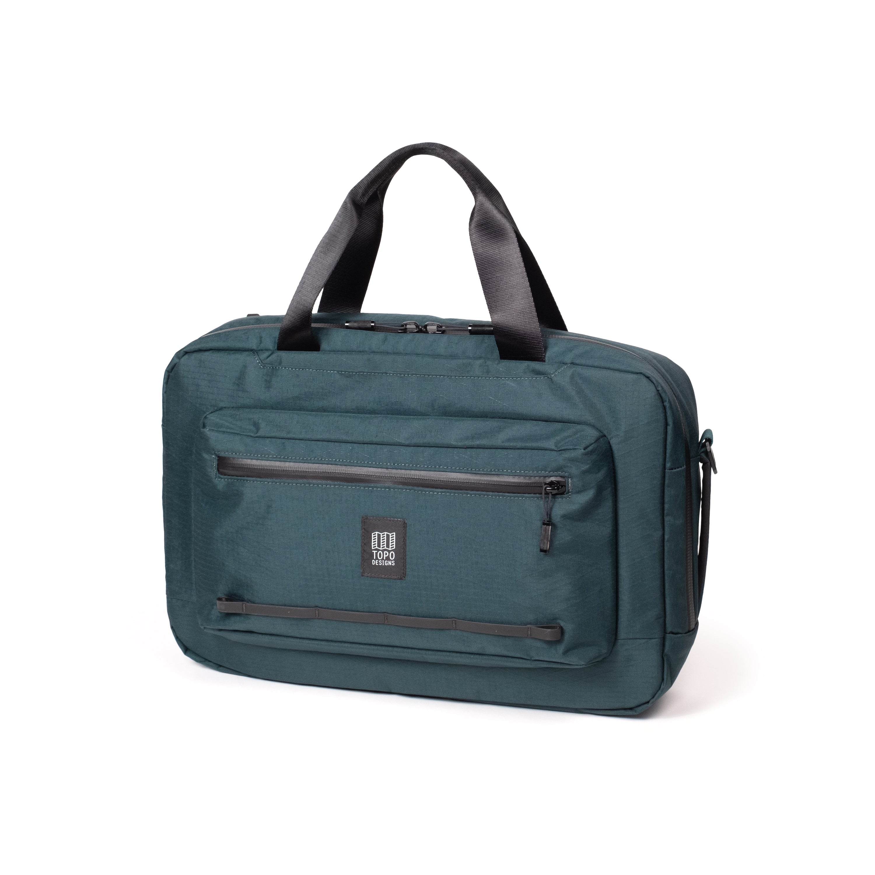 Topo Designs Global Pro 3-Way Briefcase in Dark Pine — front view # color_Dark Pine