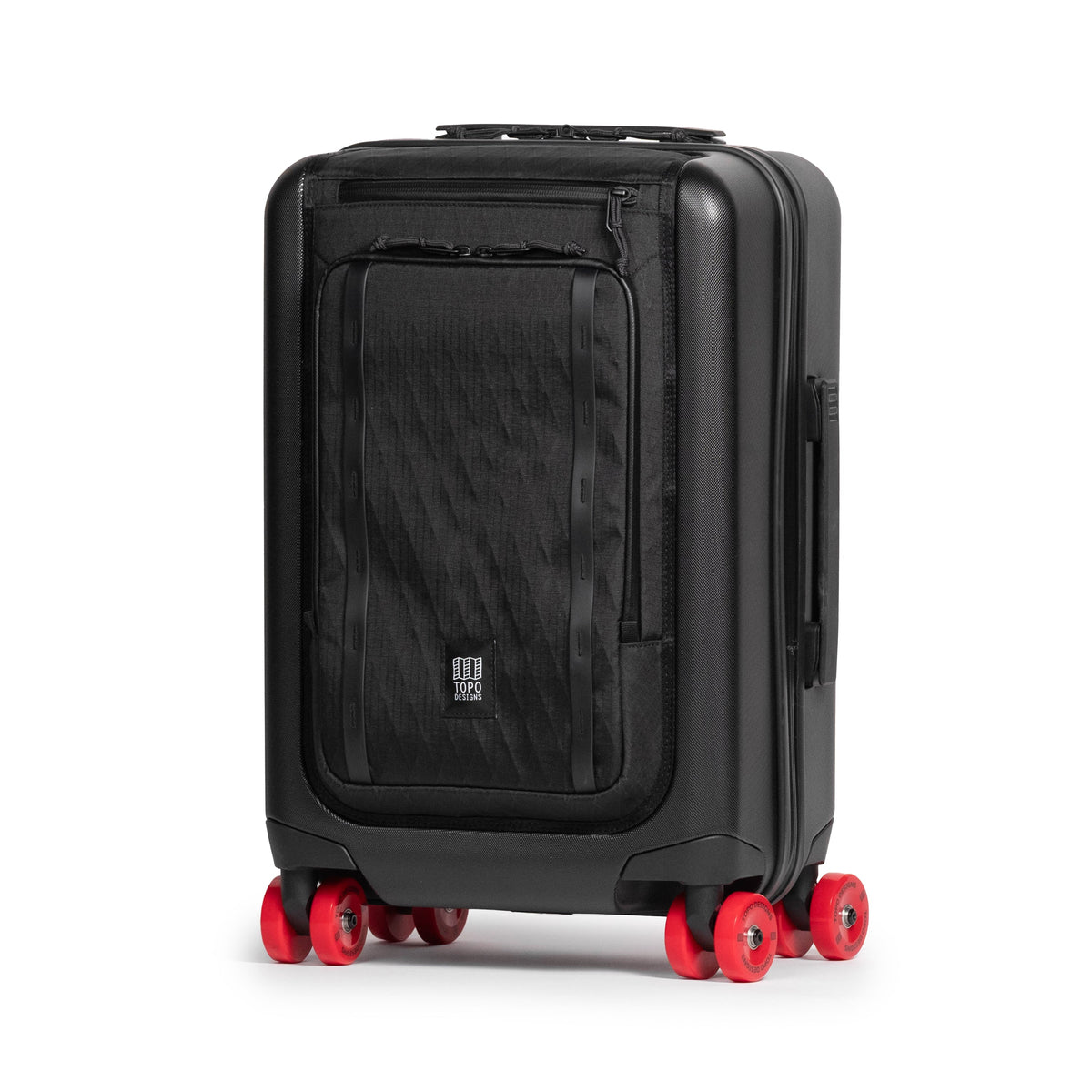 Topo Designs Global Pro Travel Roller Bag in Black — front view # color_Black
