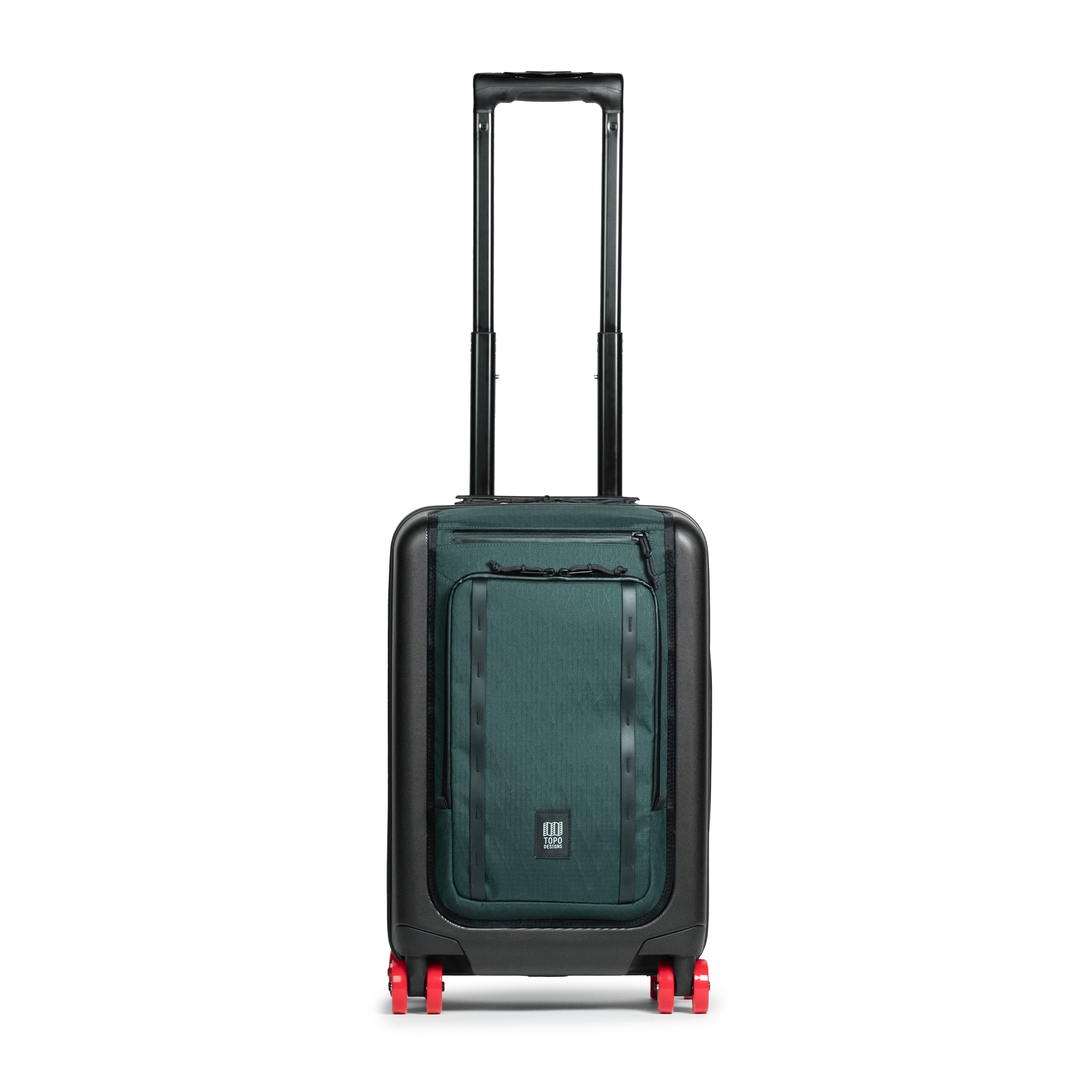 Topo Designs Global Pro Travel Roller Bag in Dark Pine — angle view 2 # color_Dark Pine