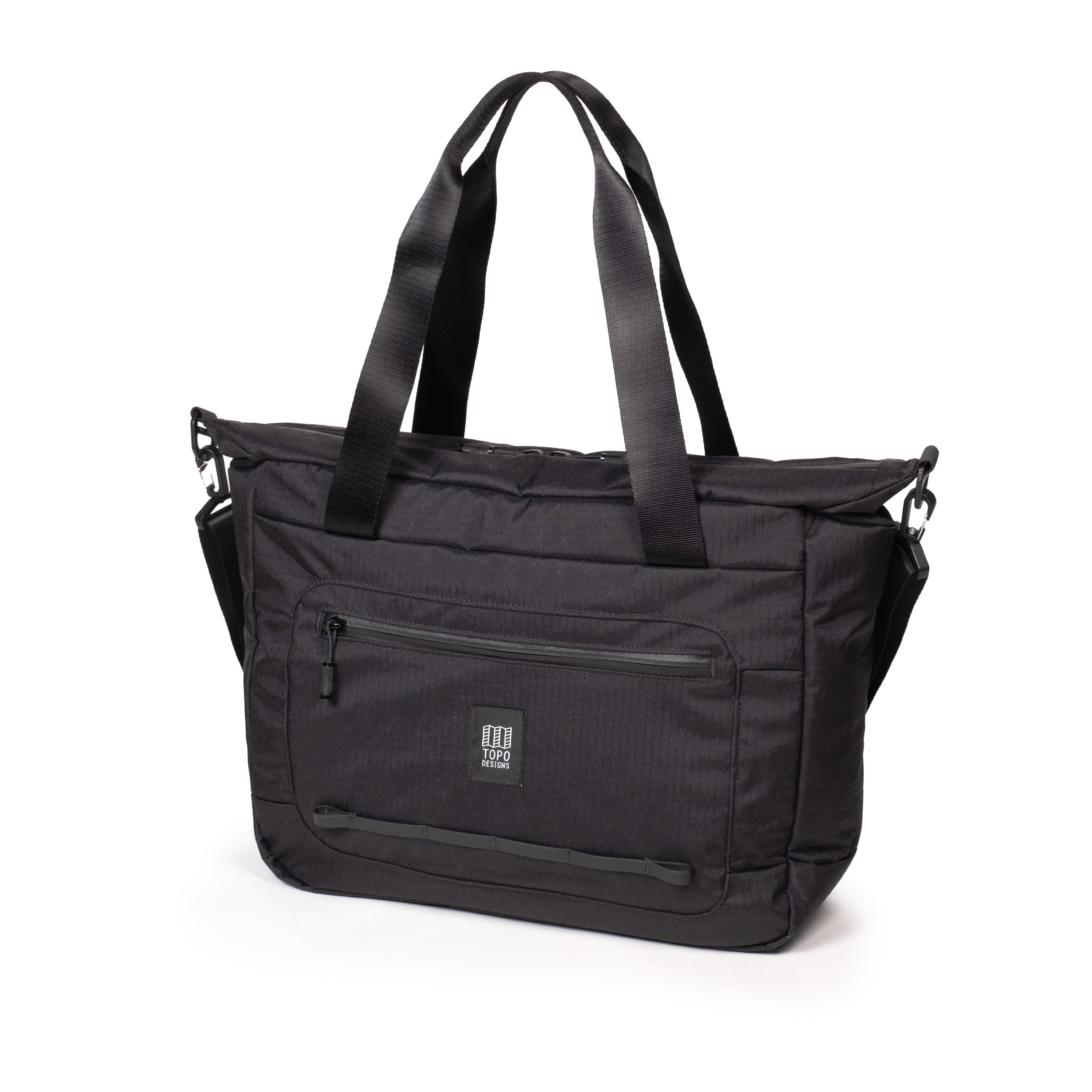 Topo Designs Global Pro Travel Tote in Black — front view # color_Black