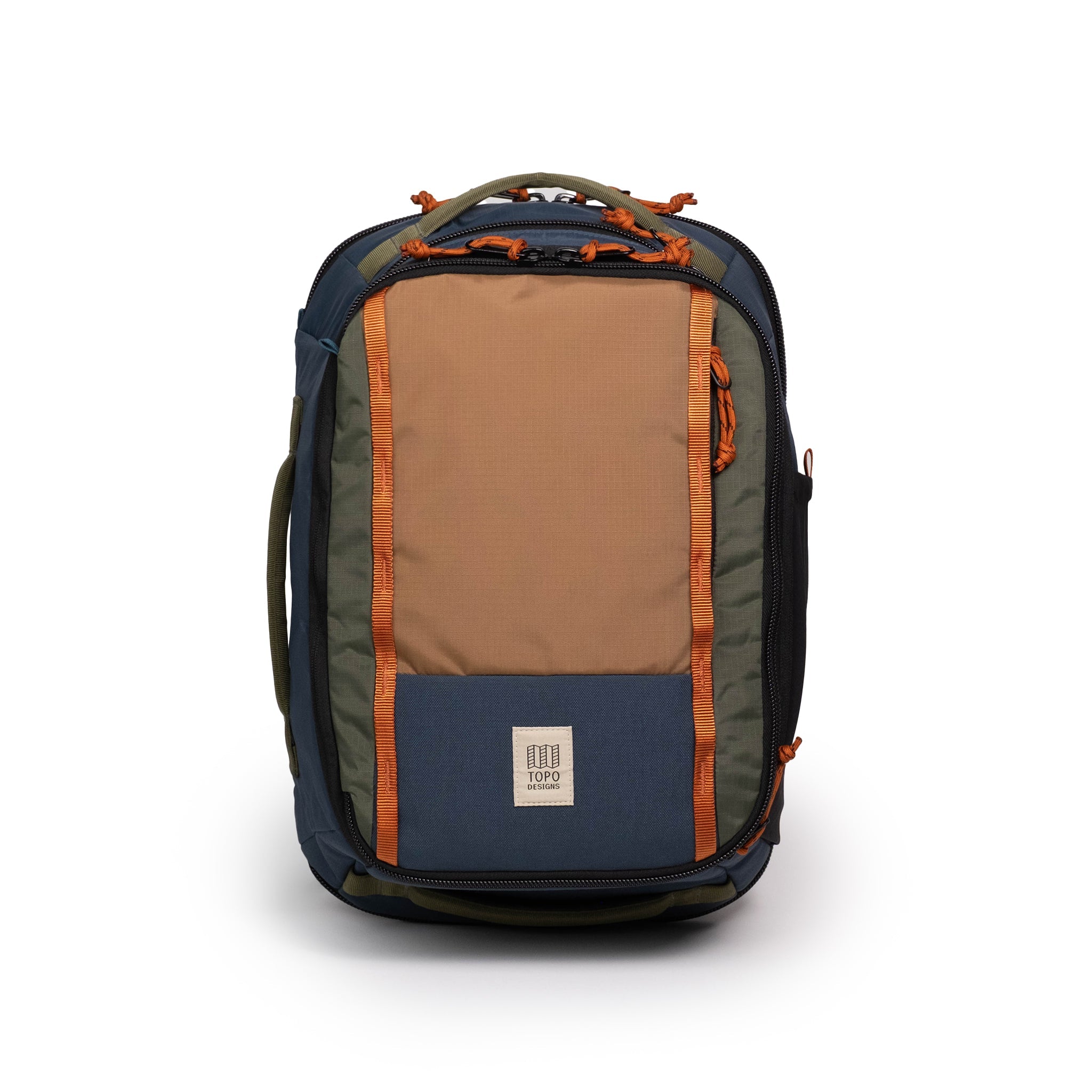 Topo Designs Global Travel Backpack in Olive Dark Khaki — front view # color_Olive Dark Khaki
