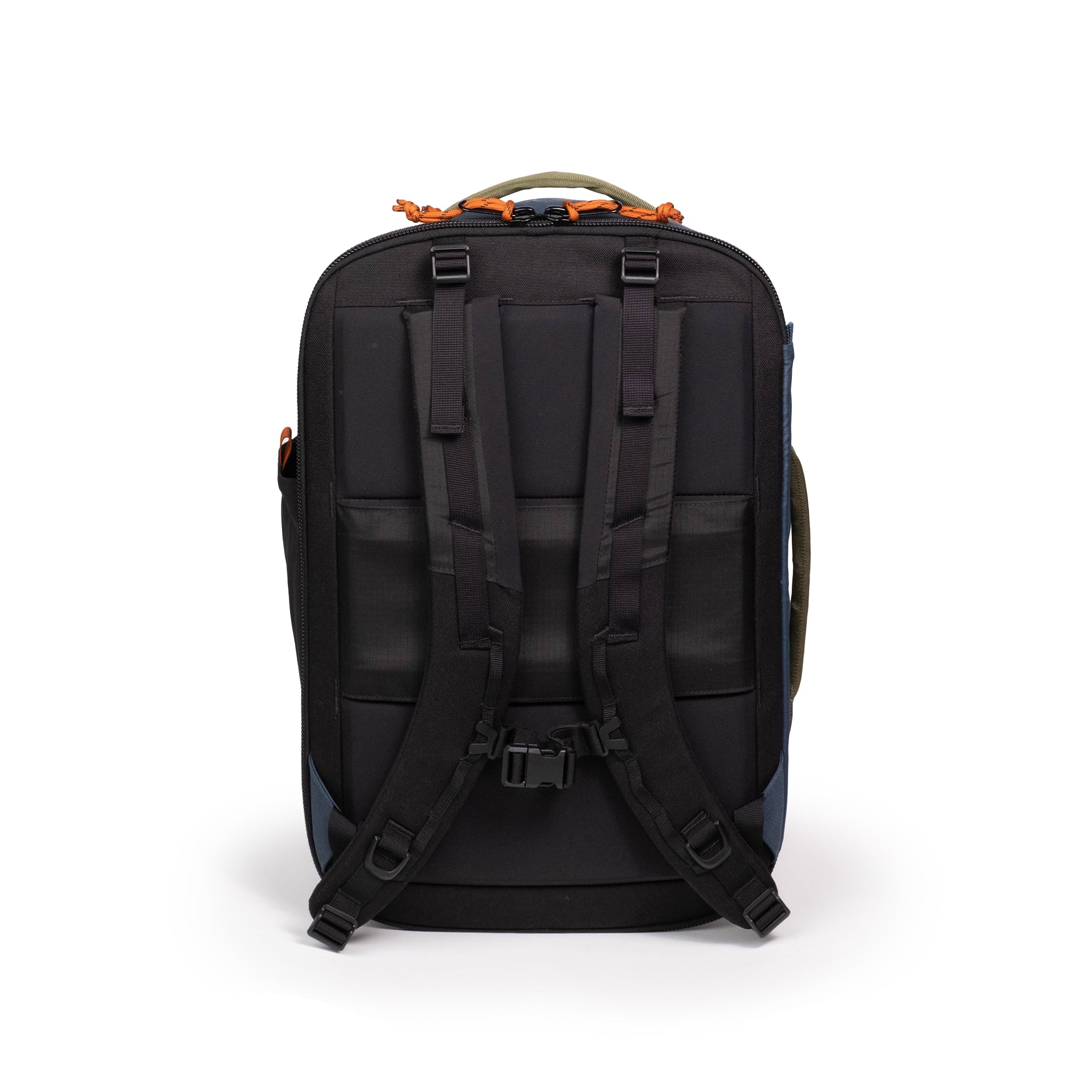 Topo Designs Global Travel Backpack in Olive Dark Khaki — back view # color_Olive Dark Khaki