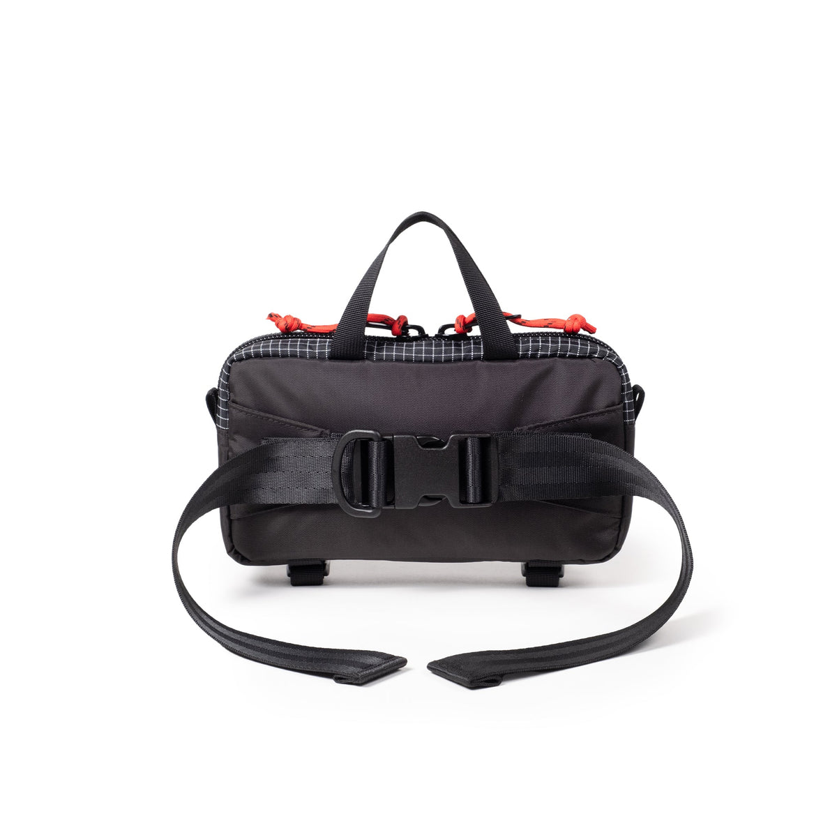 Topo Designs Mini Quick Pack Shoulder / Waist / Sling Bag in Black Grid — back view