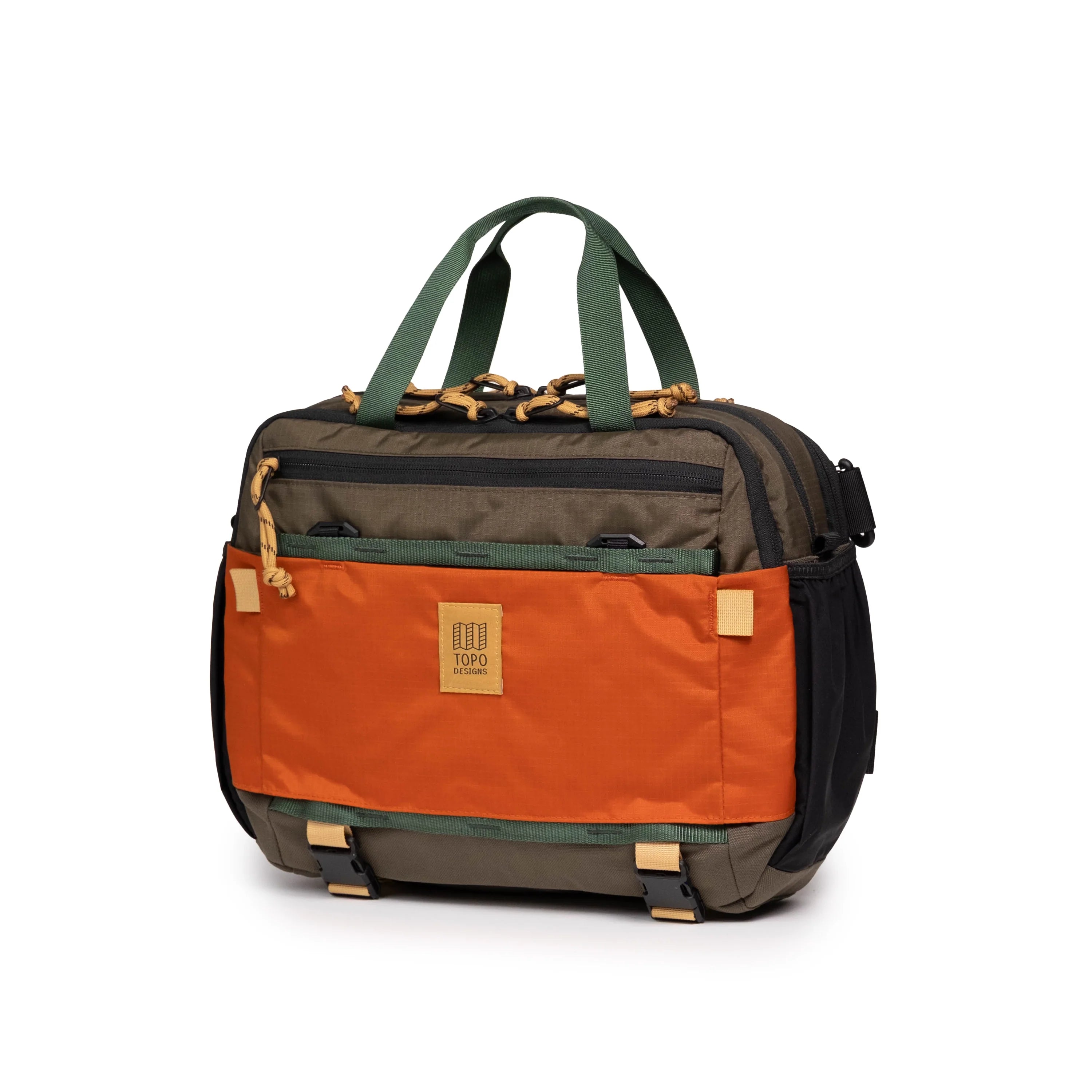 Topo Designs Mountain Cross Bag in Woodland Terracotta — front view # color_Woodland Terracotta