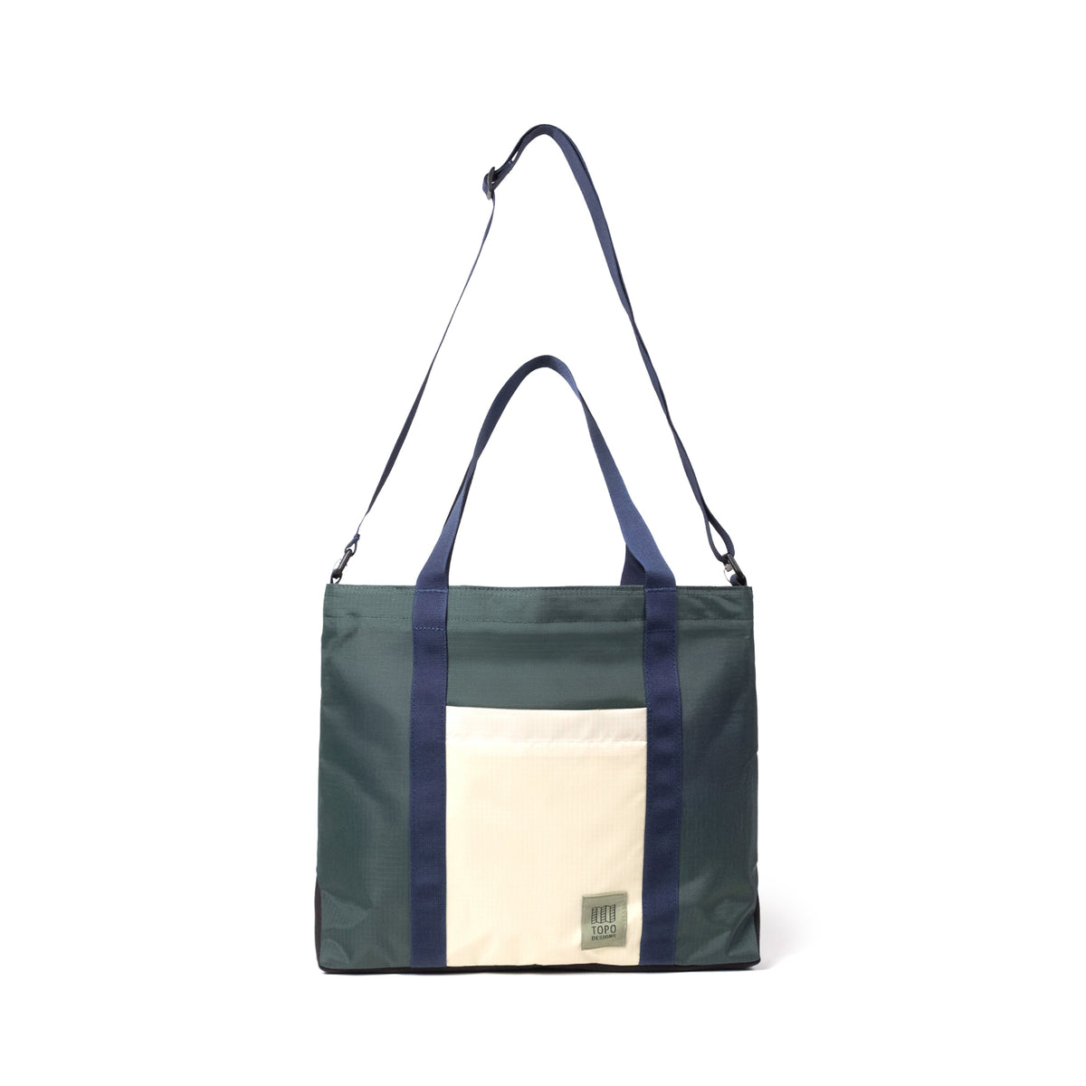 Topo Designs Mountain Essential Tote in Forest Bone White — angle view 2 # color_Forest Bone White