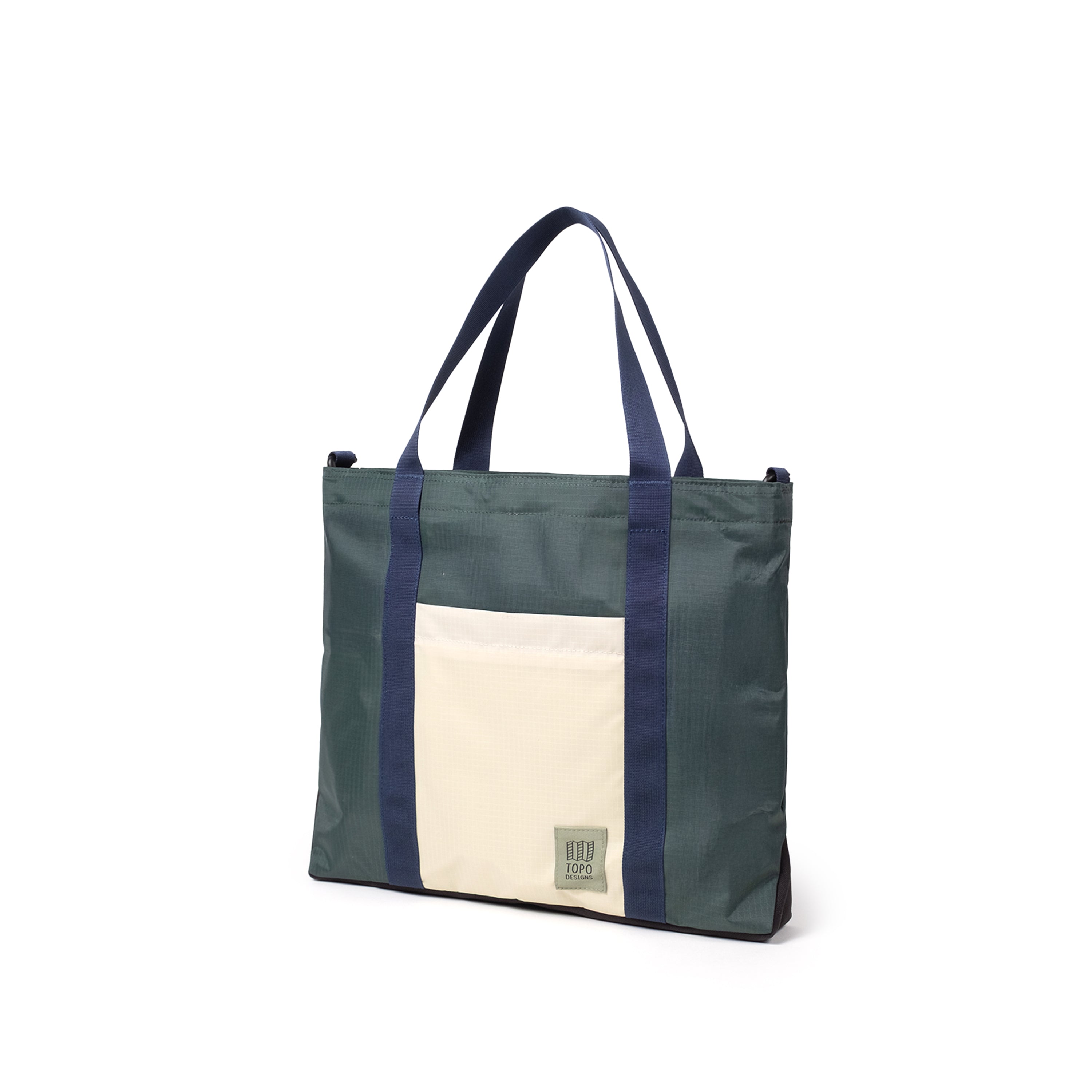 Topo Designs Mountain Essential Tote in Forest Bone White — front view # color_Forest Bone White