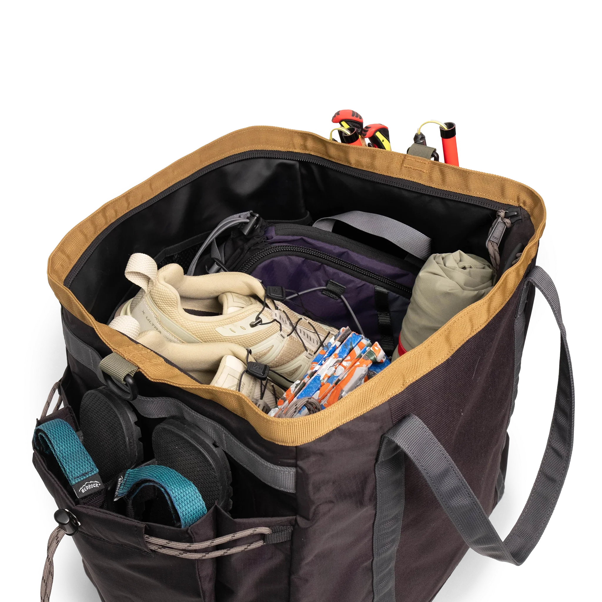 Topo Designs Mountain Gear Bag in Black Neutral — interior view # color_Black Neutral