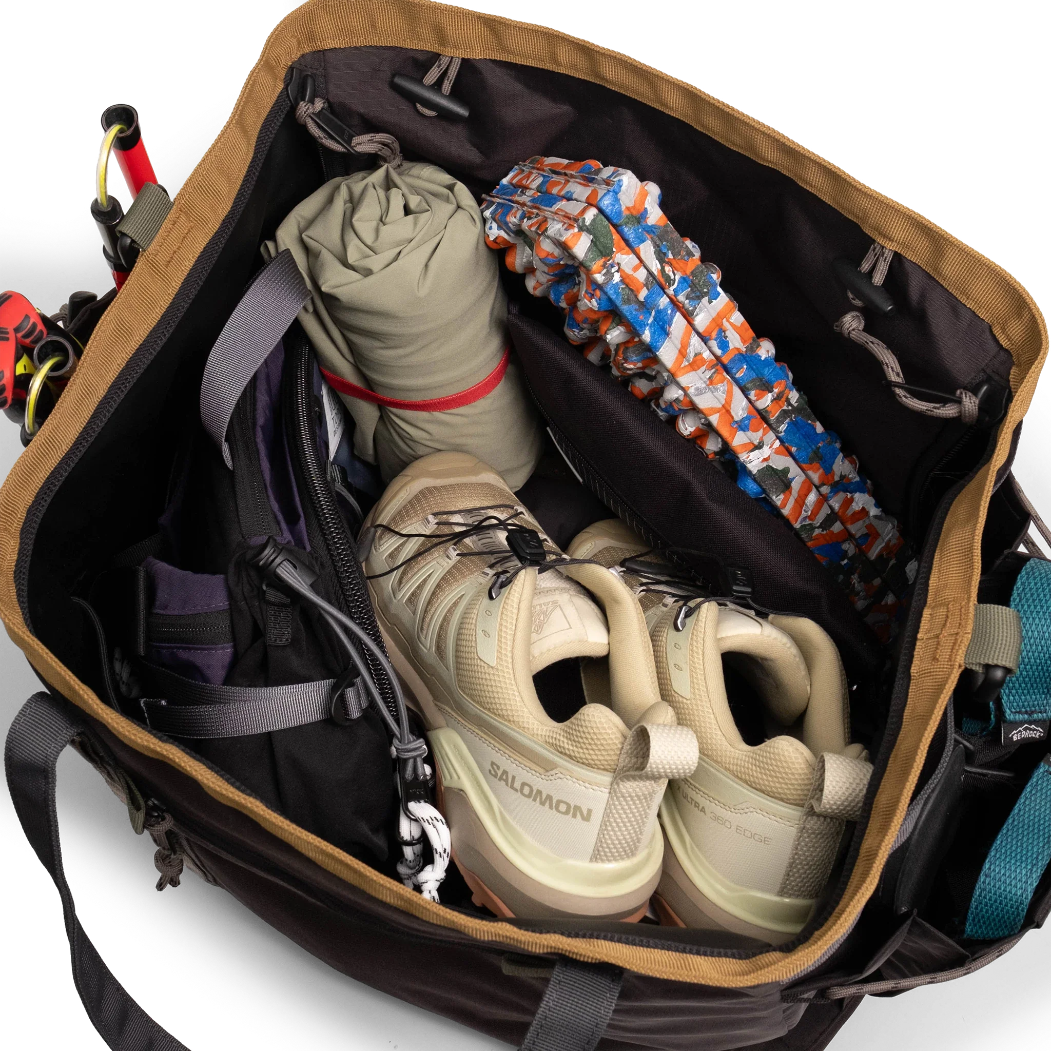 Topo Designs Mountain Gear Bag in Black Neutral — interior view 2 # color_Black Neutral