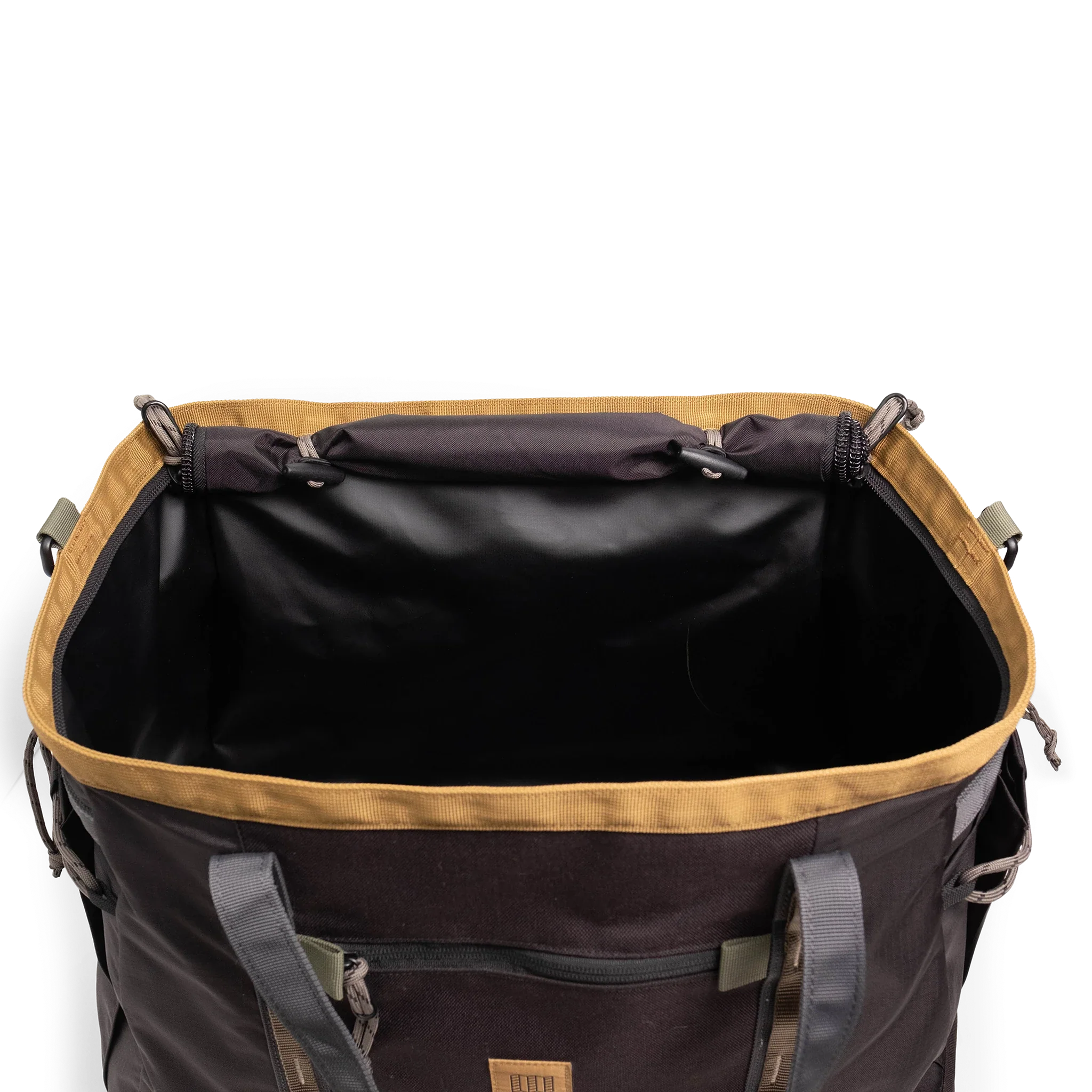 Topo Designs Mountain Gear Bag in Black Neutral — interior view 3 # color_Black Neutral
